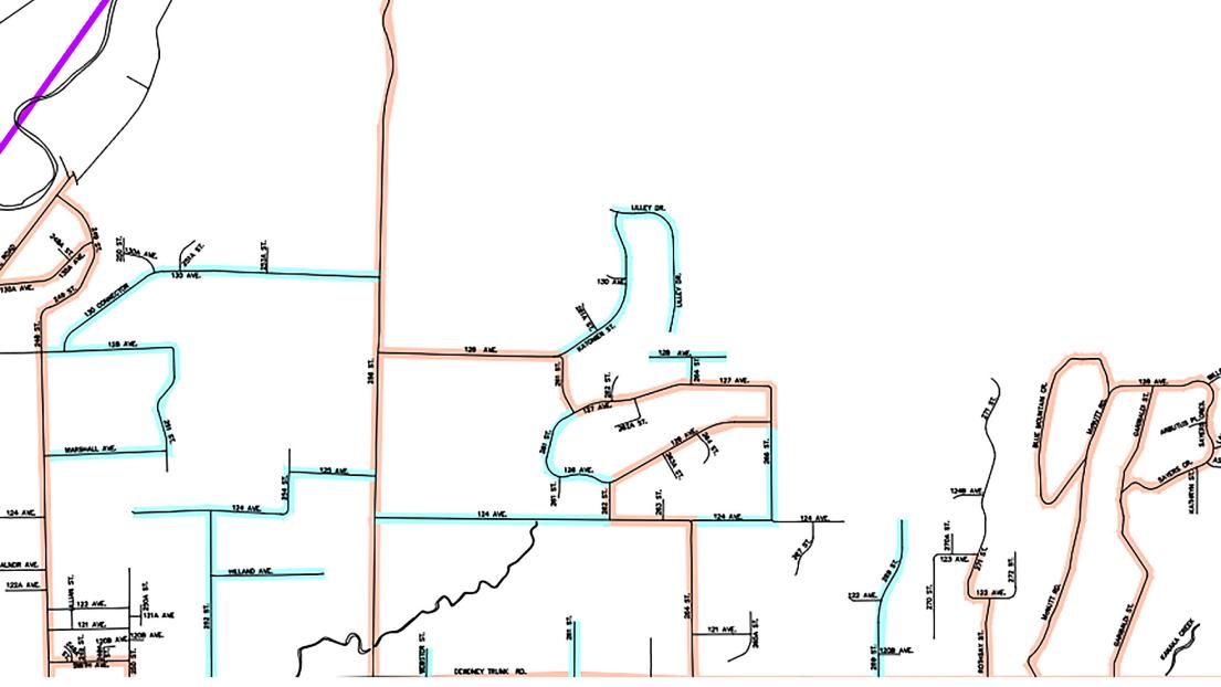 A close up of part of the Route 7 map.