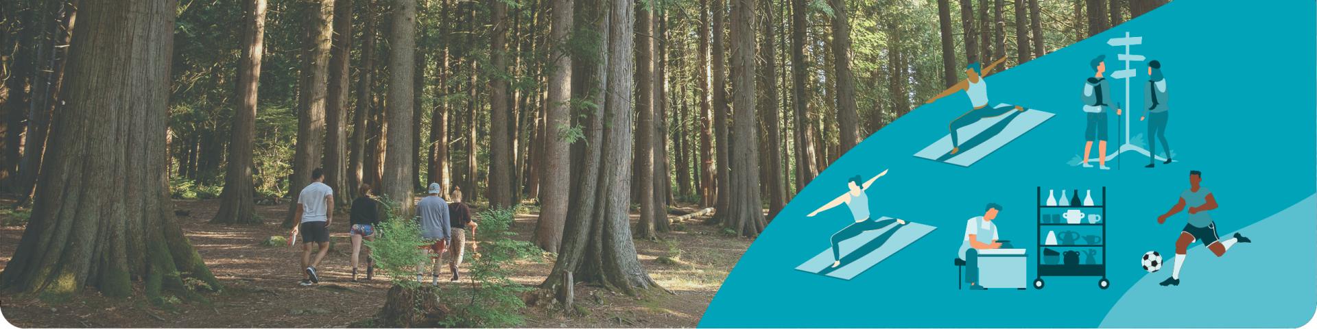 People Out In Thornhill Park Amongst The Trees with Fitness Graphics 