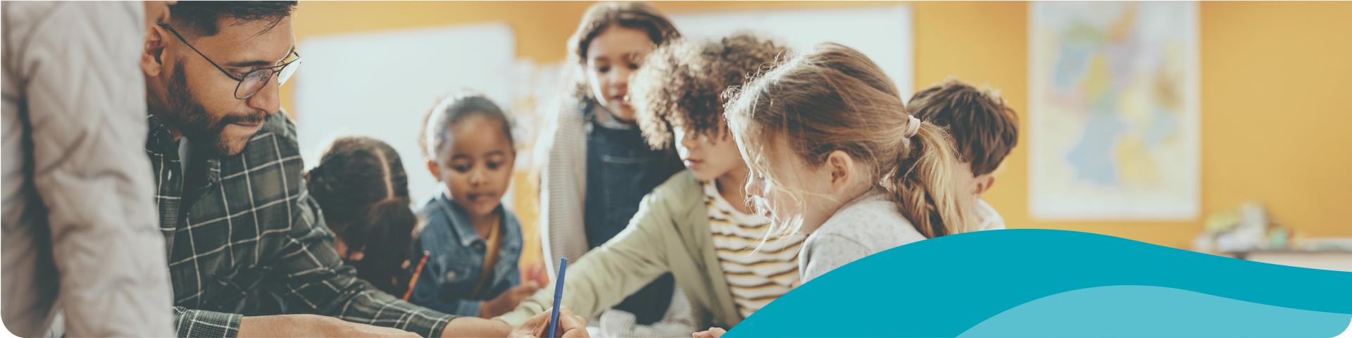 group of children and an educator doing activities