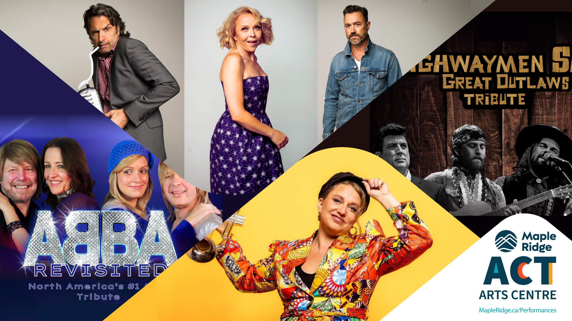 A collage showing various performances happening at the ACT Arts Centre in early 2026.