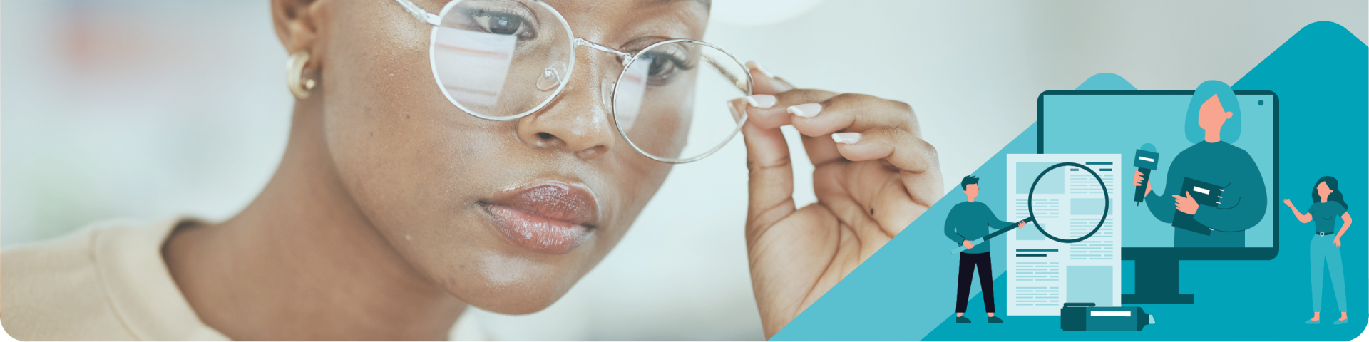 Women with Glasses Looking at a Laptop