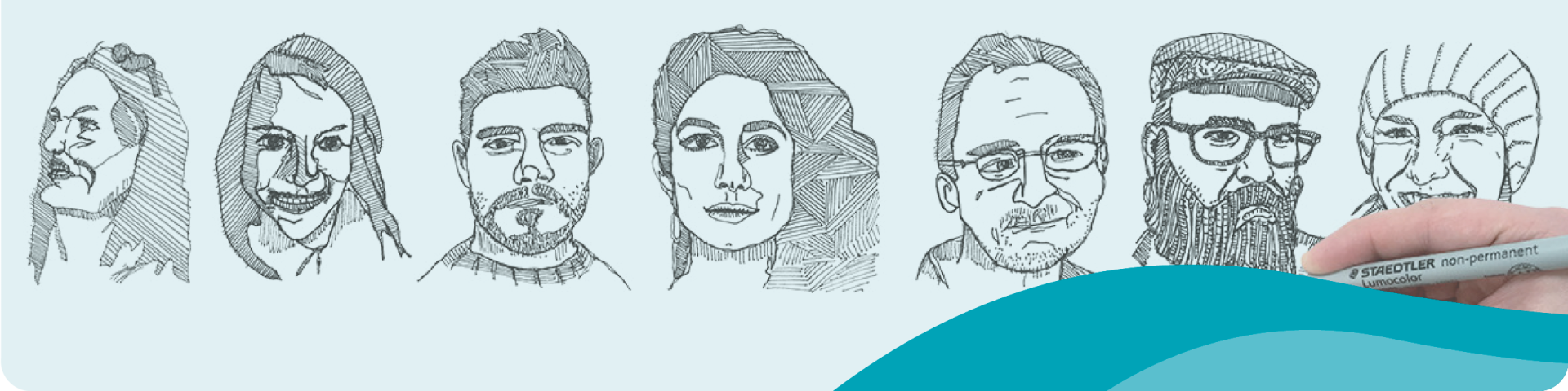 Alex the Raymond Artist in Residence Drawing Portraits in Pen